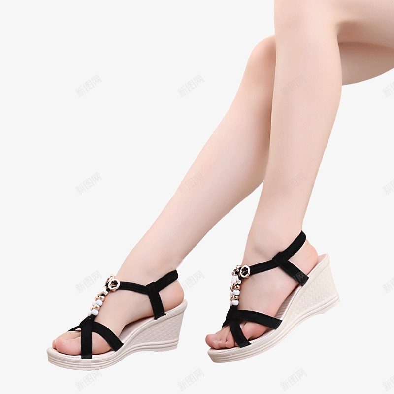夏季新品魅力凉鞋png免抠素材_88icon https://88icon.com 产品实物 凉爽 坡跟 时尚 舒适 鞋靴