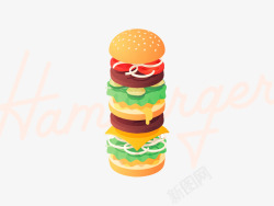 汉堡包食物插画素材