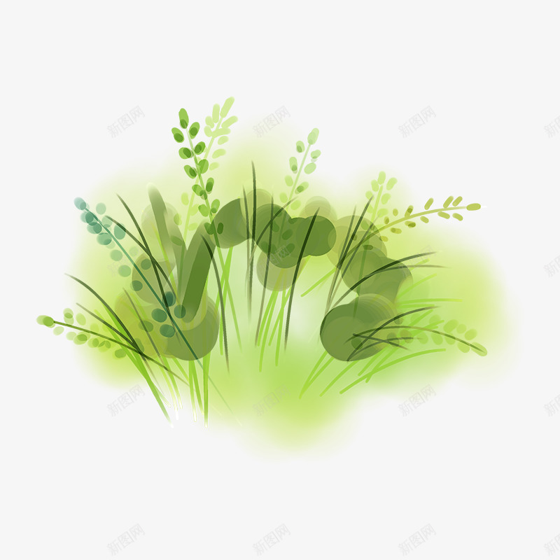 插画草丛psd免抠素材_88icon https://88icon.com 手绘 插画 绿色 草丛