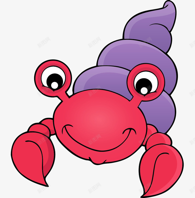 卡通手绘红色紫色身体蟹png免抠素材_88icon https://88icon.com 卡通的海洋动物 平面蟹素材 手绘的蟹 紫色身体的写蟹 红色的蟹