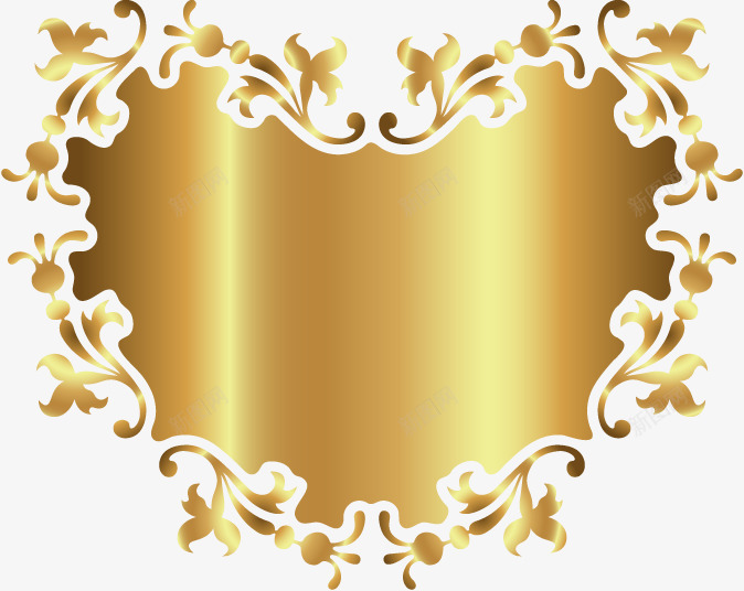 金色花纹装饰爱心png免抠素材_88icon https://88icon.com 古典框架 框架 爱心 装饰 金色