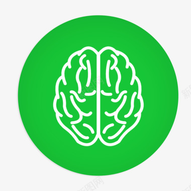 绿色扁平化大脑图标图标