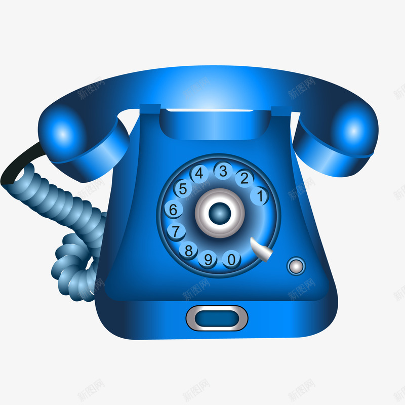 卡通蓝色的电话矢量图ai免抠素材_88icon https://88icon.com 八十年代 复古 座机设计 电话设计 蓝色 通讯工具 矢量图