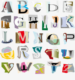 拼纸撕痕拼纸字母高清图片