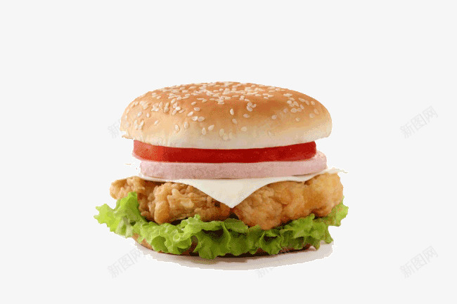 鸡肉汉堡png免抠素材_88icon https://88icon.com 汉堡 炸鸡块 美味 鸡肉汉堡