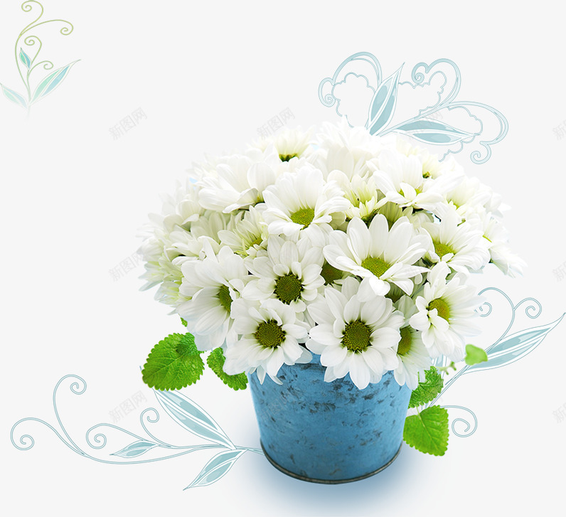 花朵白色纯洁花盆png免抠素材_88icon https://88icon.com 白色 纯洁 花朵 花盆