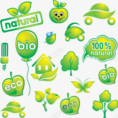 苹果设计素材绿色环保图标图标