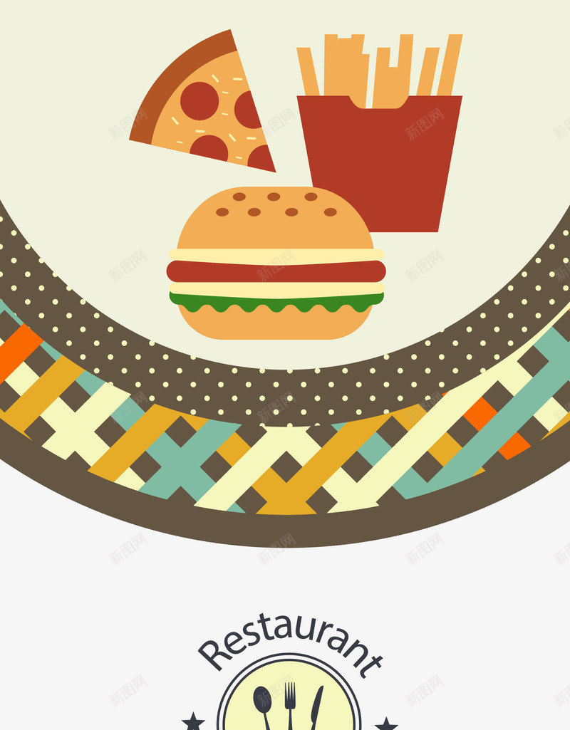 餐厅餐饮插画AI矢量图ai免抠素材_88icon https://88icon.com AI 平面插画 披萨 汉堡 薯条 餐厅 餐饮 矢量图