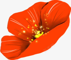 手绘红色花卉韩国插画素材