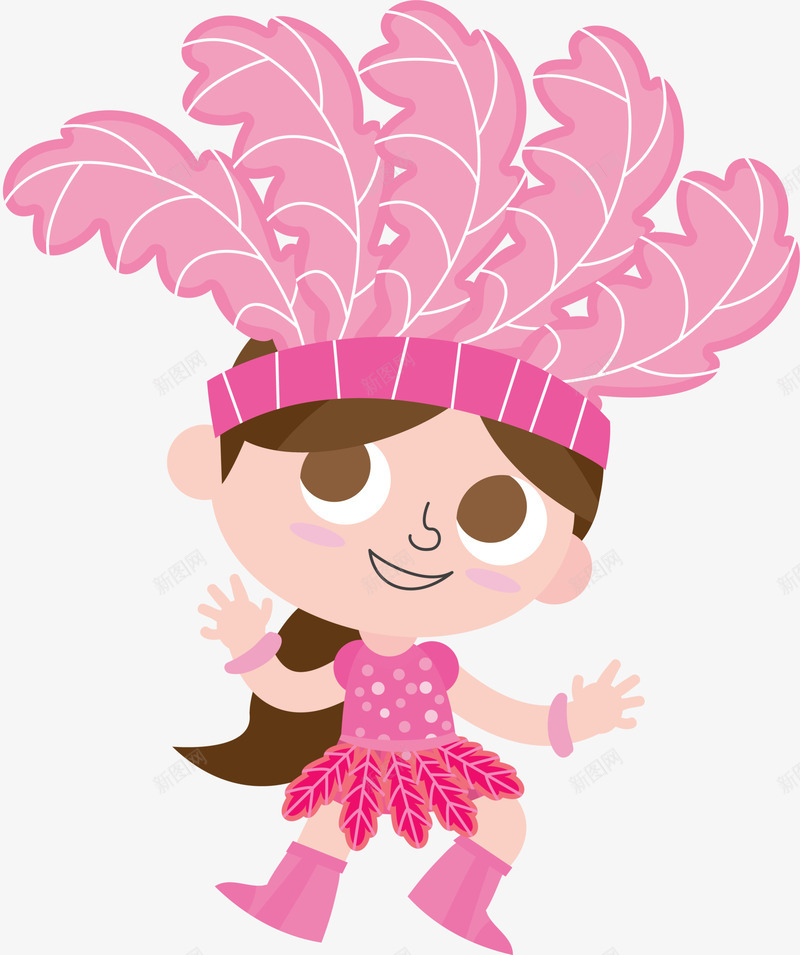 儿童节跳舞的小女孩png免抠素材_88icon https://88icon.com 儿童节 可爱小女孩 童趣 粉色羽毛 羽毛头饰 跳舞的小女孩