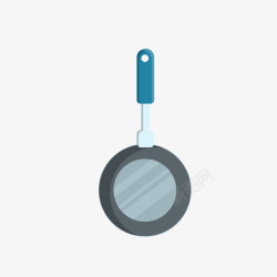 蓝色平底锅设计灰色圆形厨房平底锅矢量图高清图片