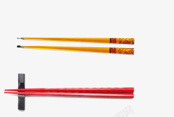 黄色和红色两双筷子素材