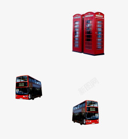 伦敦双层巴士旅游英国伦敦巴士与电话亭高清图片