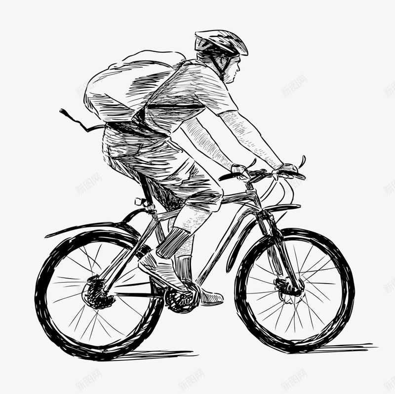 手绘速写人物插画骑自行车的青年png免抠素材_88icon https://88icon.com 人物插画 手绘 背包 速写 青年 骑自行车