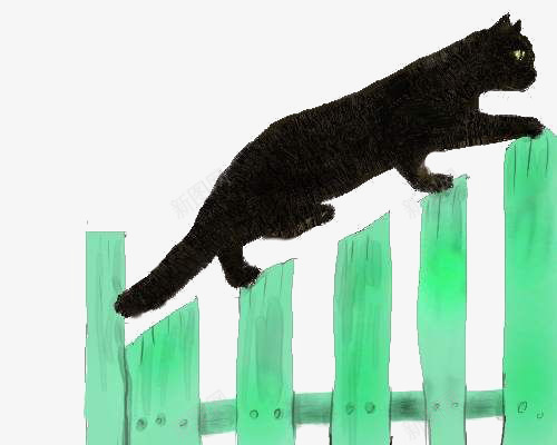 栏杆上的猫png免抠素材_88icon https://88icon.com 动物 卡通 手绘 插画 栅栏 黑猫