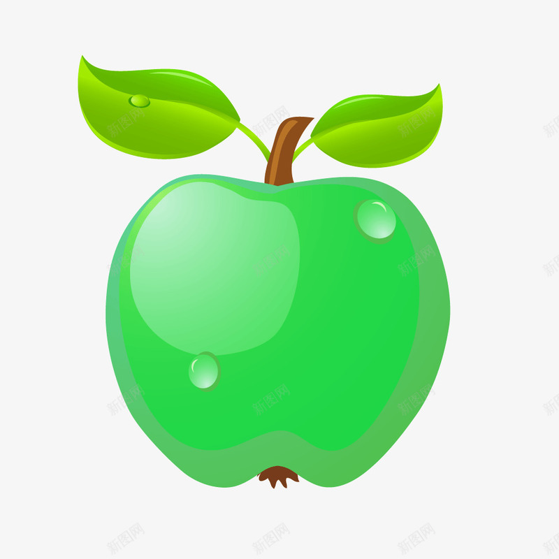 青色质感水果苹果矢量图ai免抠素材_88icon https://88icon.com 水果 苹果 质感 青色 矢量图