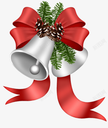 卡通圣诞装饰银铃铛松果png免抠素材_88icon https://88icon.com 卡通手绘 圣诞装饰 松果 银铃铛