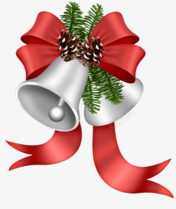卡通圣诞装饰银铃铛松果素材