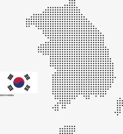 韩国南韩地图国旗矢量图素材