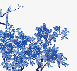 青花瓷中国风盛开的花朵素材
