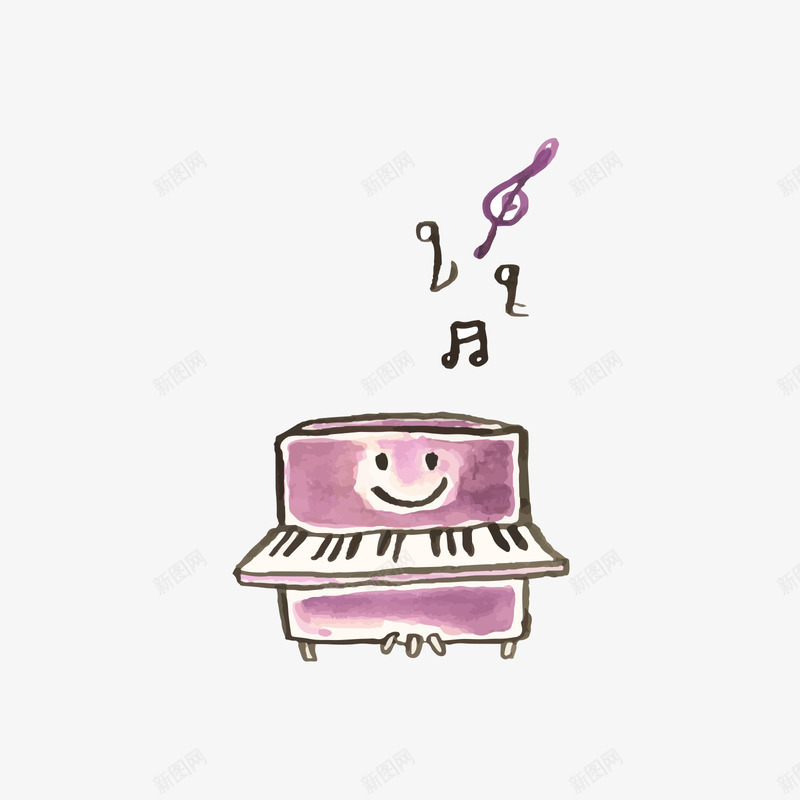 紫色的卡通钢琴矢量图ai免抠素材_88icon https://88icon.com 乐器 卡通 卡通钢琴 紫色 紫色乐器 紫色钢琴 矢量图