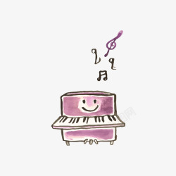 紫色的卡通钢琴矢量图素材