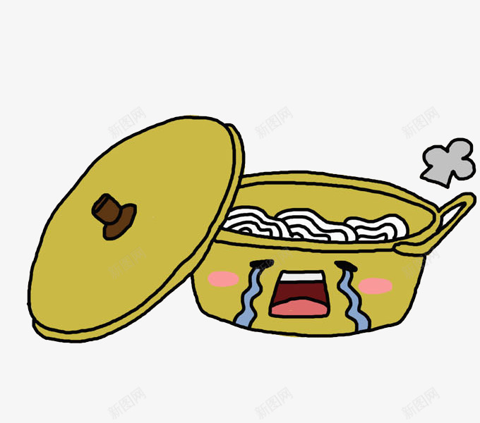 手绘煮面条的大锅png免抠素材_88icon https://88icon.com 卡通 厨房用品 可爱的 哭啼的 手绘 煮面条 表情