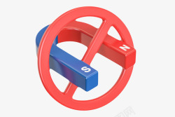红蓝色天然磁石禁止标志u型吸铁素材
