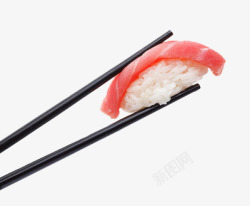 筷子夹着三文鱼素材