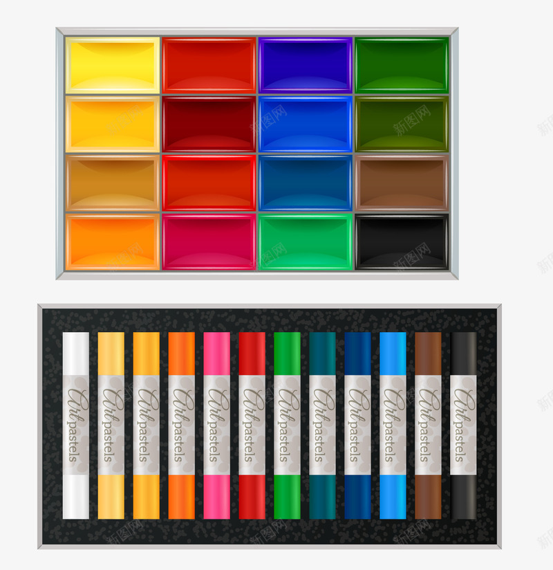 彩色颜料画笔矢量图eps免抠素材_88icon https://88icon.com 彩色 彩色画笔 矢量素材 颜料 矢量图