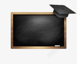精美黑板与博士帽背景矢量图素材