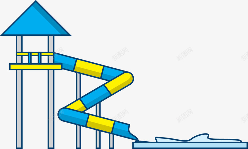 蓝色扁平水上滑梯png免抠素材_88icon https://88icon.com 6月1号 儿童节 六一节 水上乐园 水上滑梯 滑滑梯 玩耍 童趣