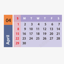 紫黄色2019年4月日历矢量图素材