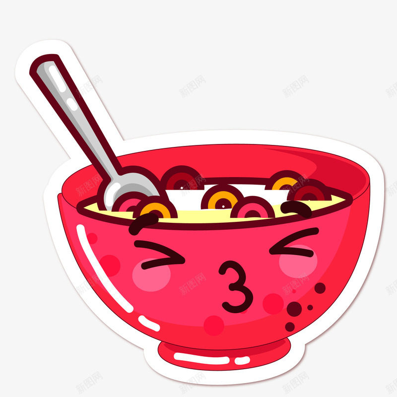 卡通美味的食物标签矢量图ai免抠素材_88icon https://88icon.com 卡通 厨房 标签设计 碗 红色 食物 矢量图