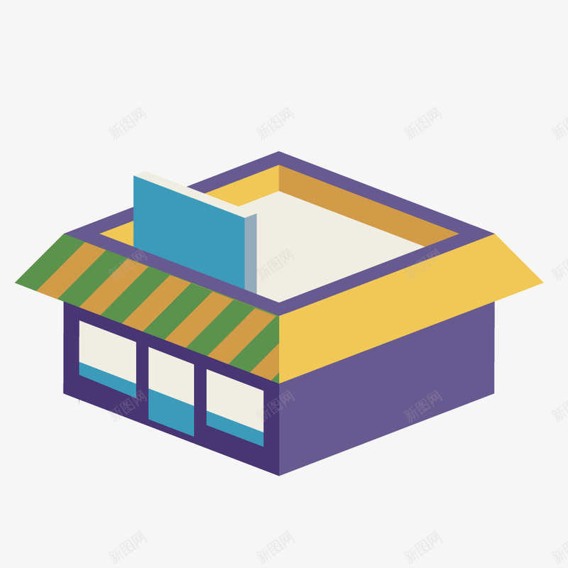 卡通几何商店矢量图ai免抠素材_88icon https://88icon.com 便利店 卡通商店 商店 矢量简易商店 矢量图