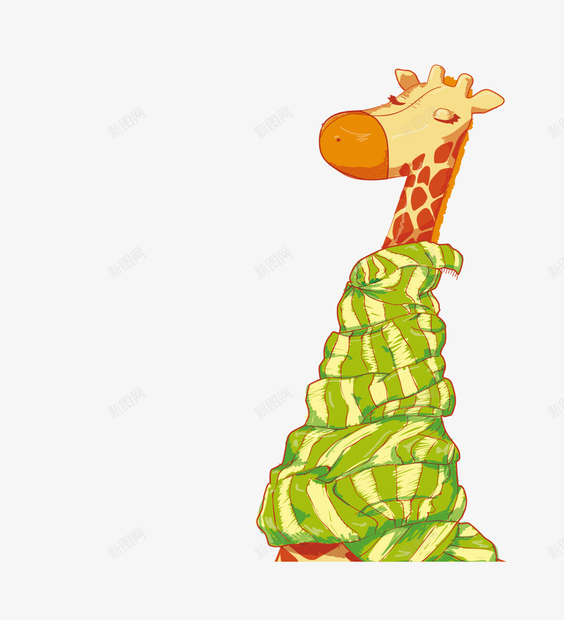 可爱黄色长颈鹿png免抠素材_88icon https://88icon.com 动物 可爱长颈鹿 呆萌长颈鹿 童趣 绿色围巾 黄色长颈鹿