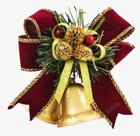 圣诞节铃铛元素png免抠素材_88icon https://88icon.com 圣诞节 蝴蝶结 金色 铃铛