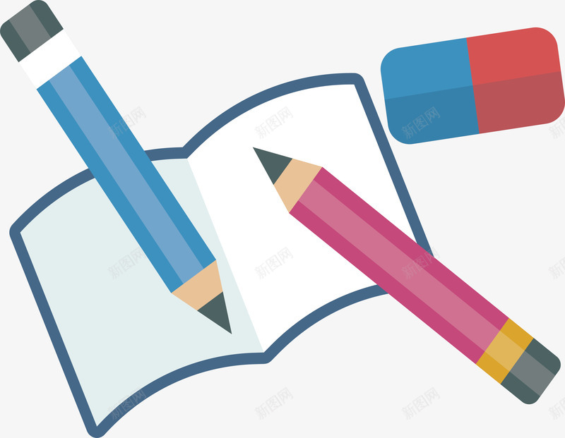 铅笔记笔记png免抠素材_88icon https://88icon.com 橡皮擦 矢量png 笔记本 翻开的本子 课堂笔记 铅笔
