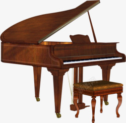 木质钢琴棕色木质三脚钢琴高清图片