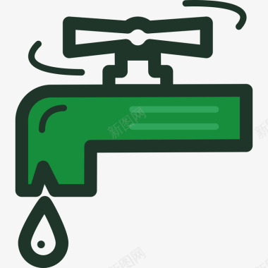 绿色手绘水龙头元素矢量图图标图标