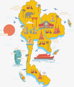 泰国特色服装泰国地图矢量图高清图片