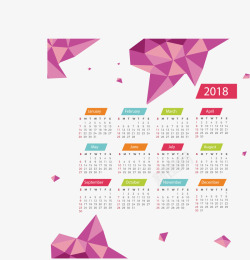 紫色低多边形新年日历素材