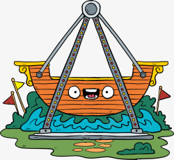 儿童节橙色海盗船素材