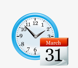 蓝色时钟日历表素材
