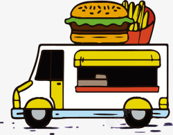 手绘汉堡餐车矢量图素材