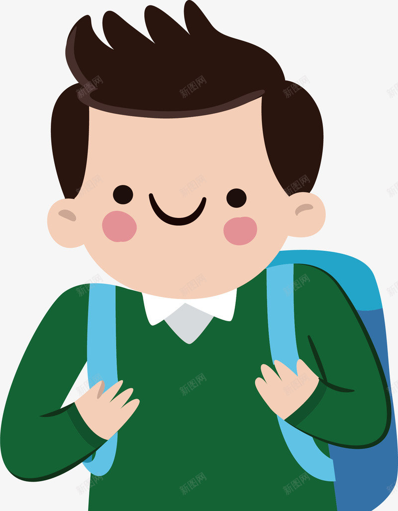 背书包去上学png免抠素材_88icon https://88icon.com 去上学 可爱男孩 开学啦 新生入学 矢量png 背书包