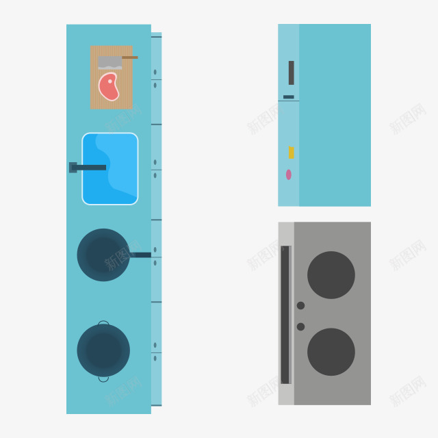 厨房俯视图psd免抠素材_88icon https://88icon.com 冰箱 厨房 家电 扁平