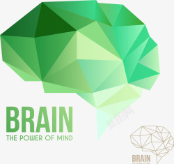 低多边形绿色大脑对话框素材