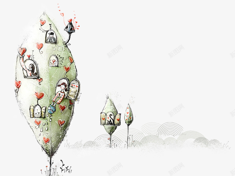 住在树屋里的人png免抠素材_88icon https://88icon.com 创意插画 卡通 卡通插画 卡通树屋 小树 房子 水彩画 韩国插画 风景画