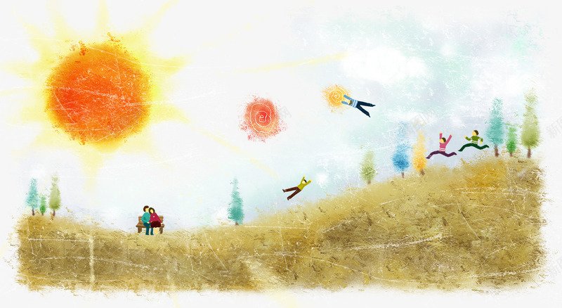 卡通手绘创意风景人物png免抠素材_88icon https://88icon.com 人物 创意 卡通 户外风景 手绘 风景